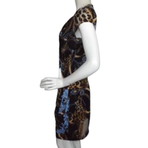 new CACHE Dress, M, Faux Wrap, Cap Sleeve, Leopard/Baroque/Lux print, Pullover - Picture 11 of 15